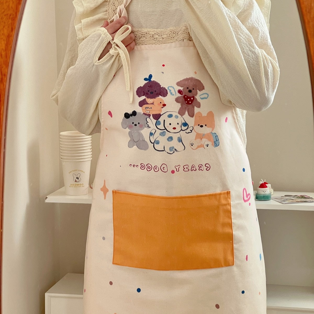 Five Puppies Cartoon Linen Apron
