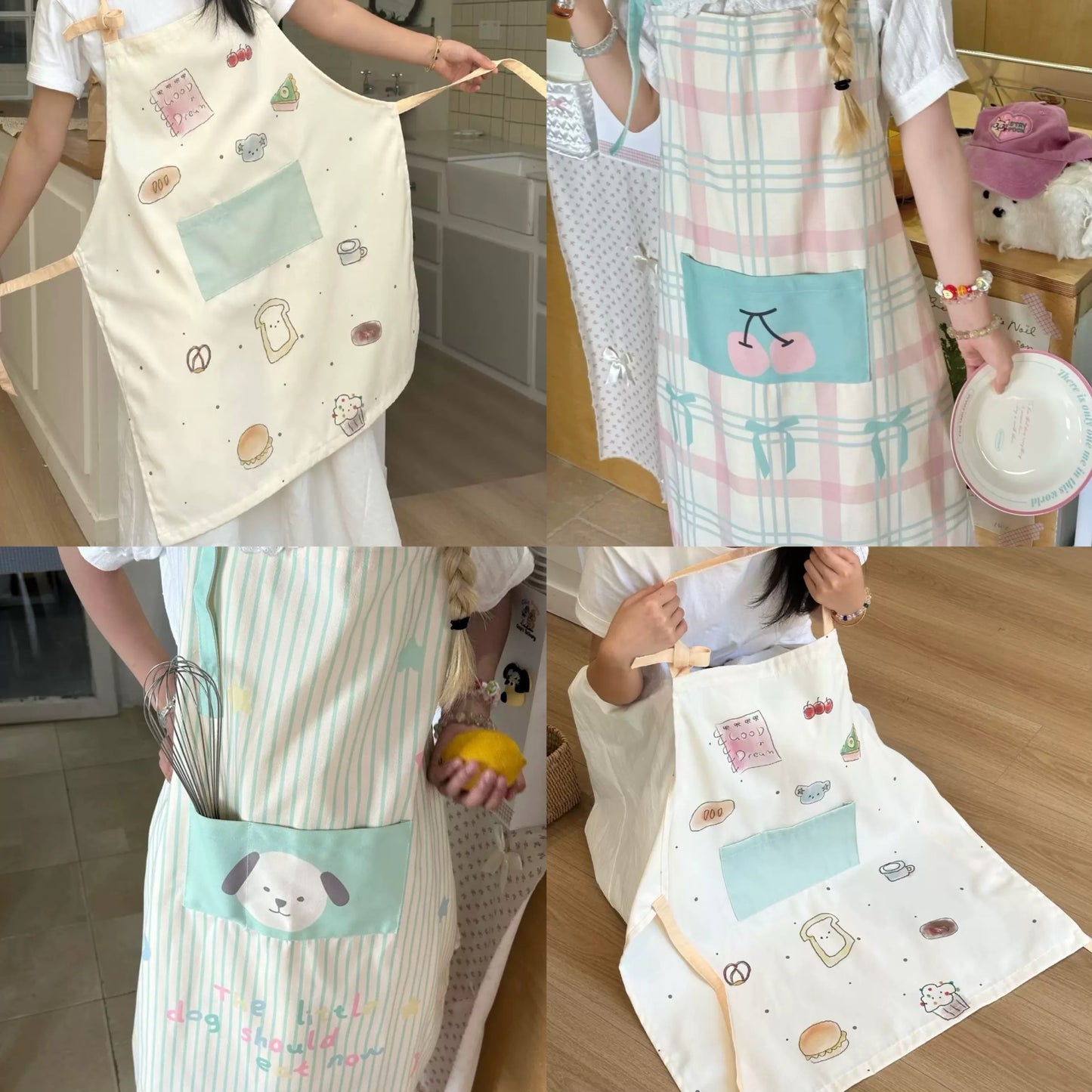 Korean-Style Cute Waterproof Kitchen Apron Series