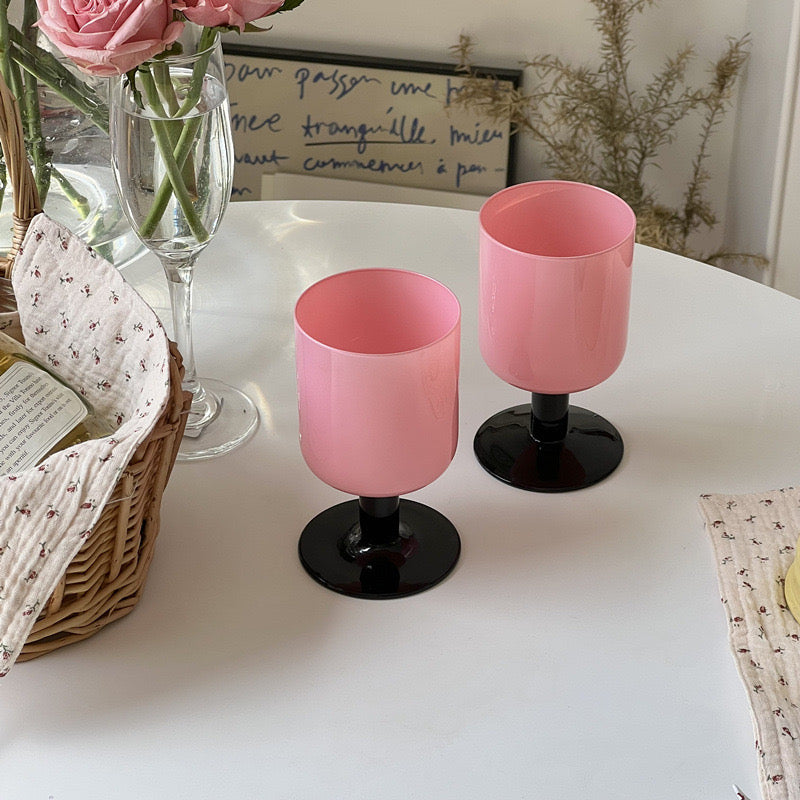 French Muse Pink Wine Goblets