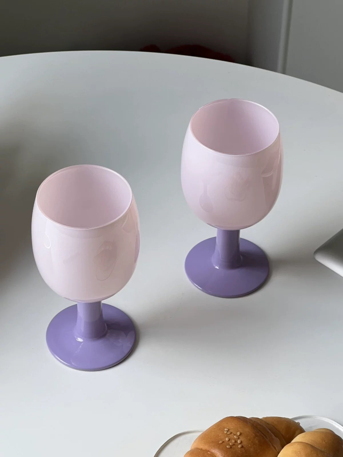 Vintage Tulip Purple Wine Goblets