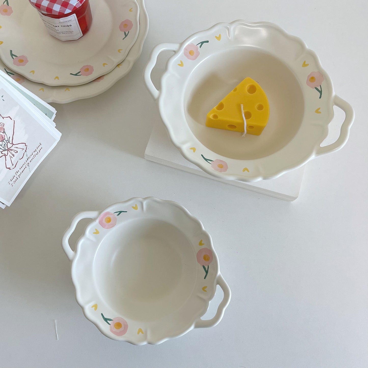 Peony White Ceramic Tableware Set (4 Pieces)