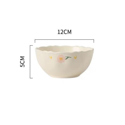 Peony White Ceramic Tableware Set (4 Pieces)