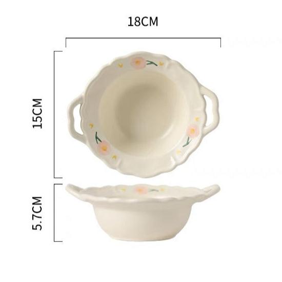 Peony White Ceramic Tableware Set (4 Pieces)