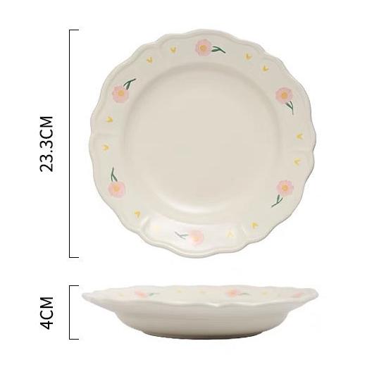Peony White Ceramic Tableware Set (4 Pieces)