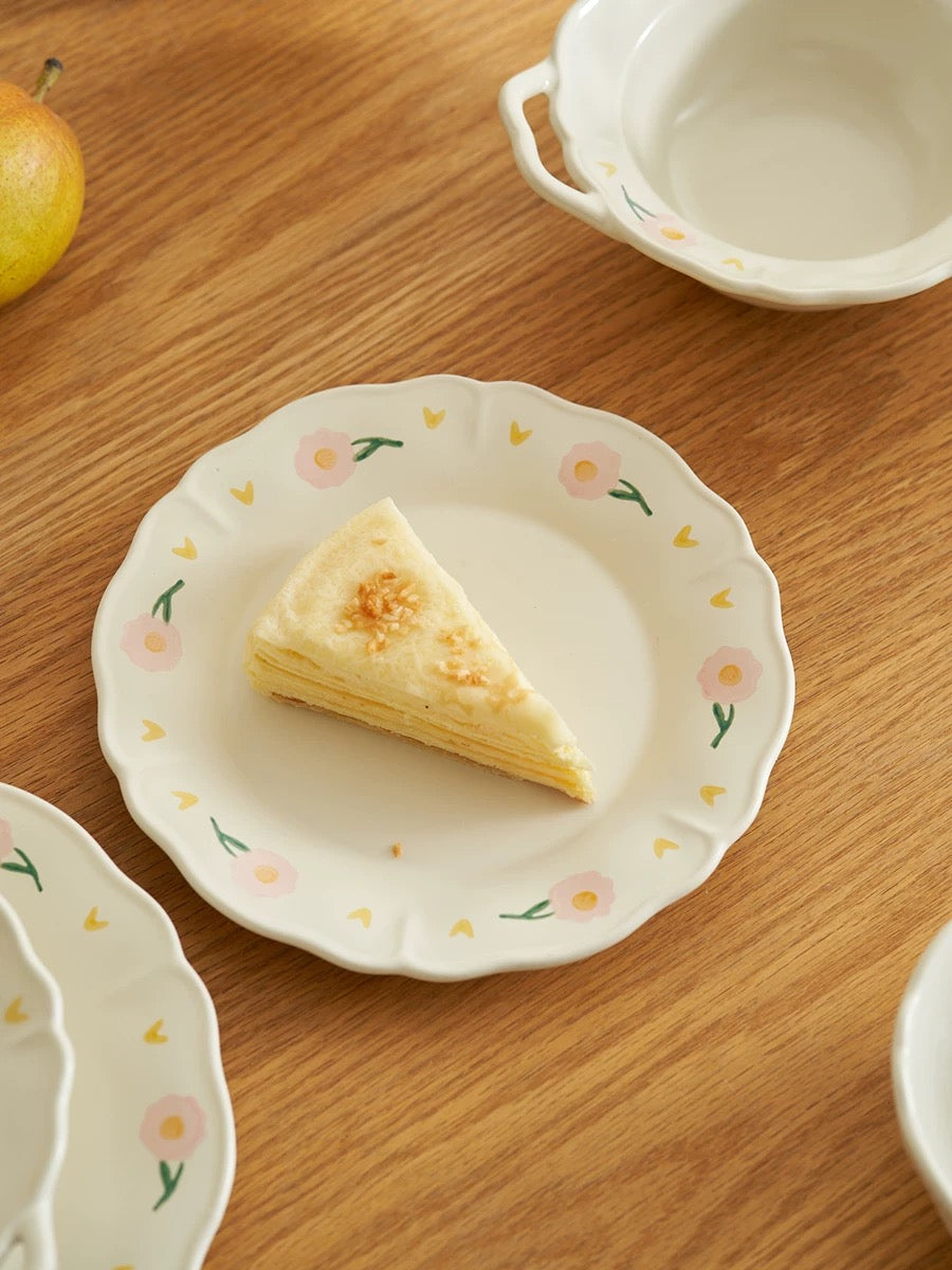 Peony White Ceramic Tableware Set (4 Pieces)