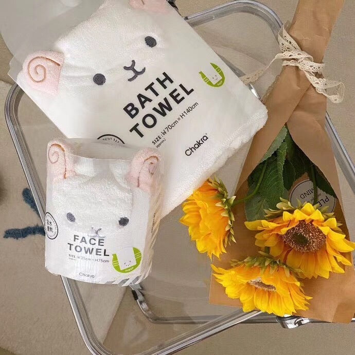 Ultra-Soft Cute Animal Bath Towel (Set Of 2)