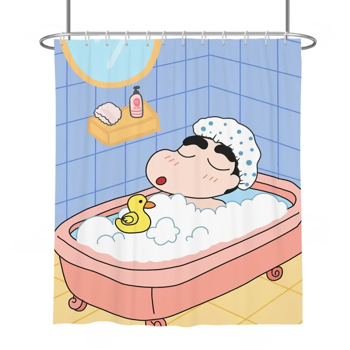Crayon Shinchan Shower Curtain with Hooks