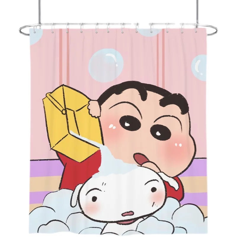 Crayon Shinchan Shower Curtain with Hooks