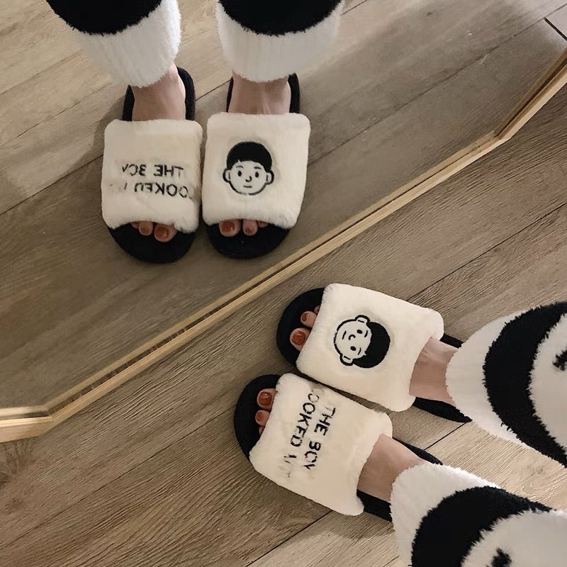 Cartoon Couple StyleWarm Indoor Cotton Slippers for Woman/Man