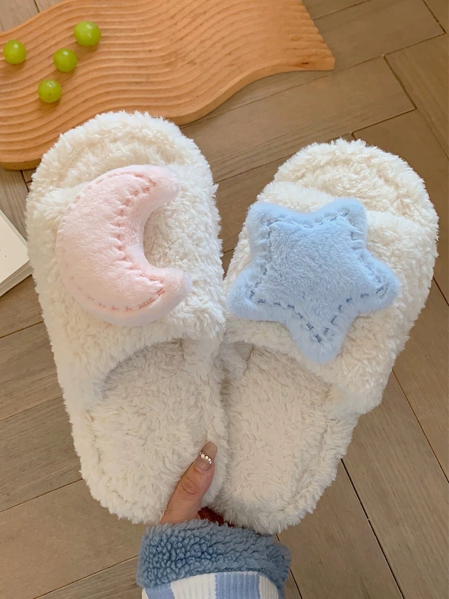 Star and Moon Plush Slippers