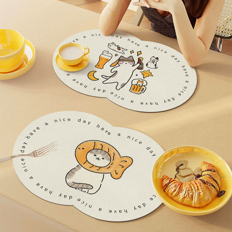 Cute Cartoon Waterproof & Oilproof & Heat-resistant Leather Placemat