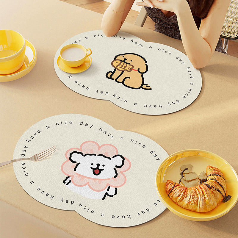 Cute Cartoon Waterproof & Oilproof & Heat-resistant Leather Placemat