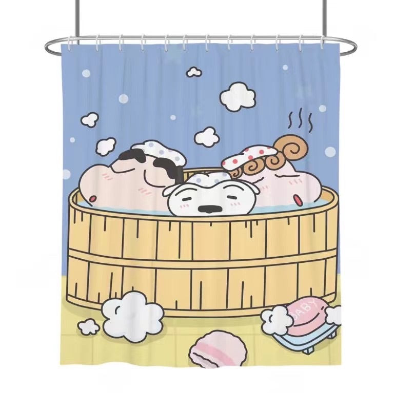 Crayon Shinchan Shower Curtain with Hooks
