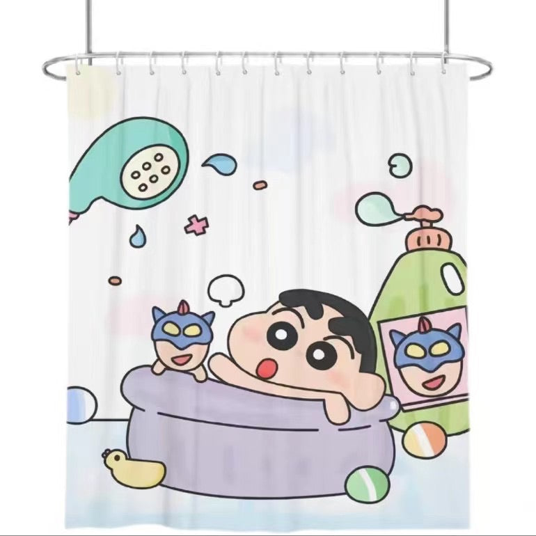 Crayon Shinchan Shower Curtain with Hooks