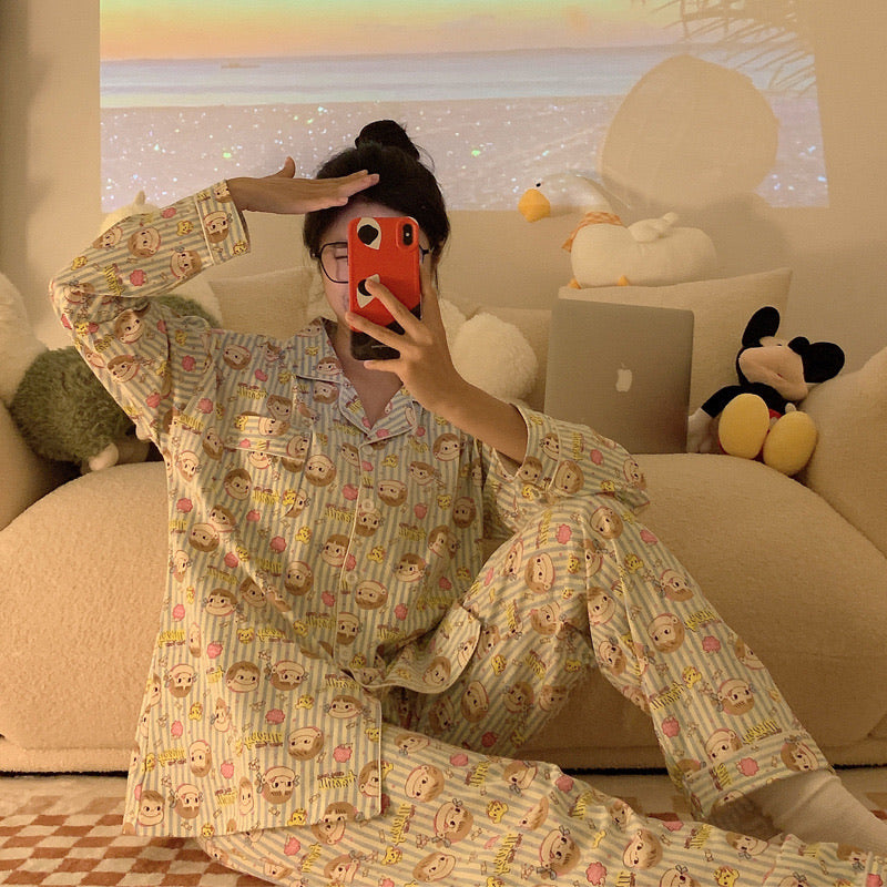 Fujiya Cartoon Character Cotton Pajama Set