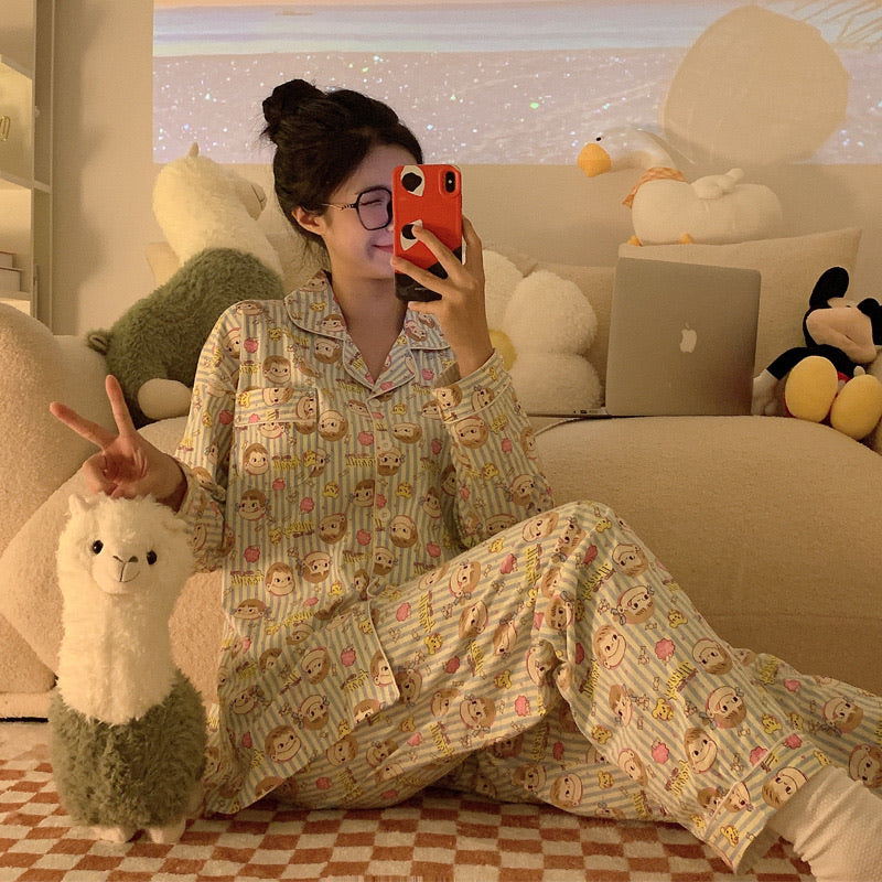 Fujiya Cartoon Character Cotton Pajama Set
