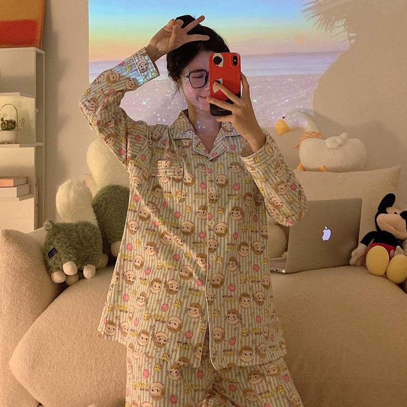Fujiya Cartoon Character Cotton Pajama Set