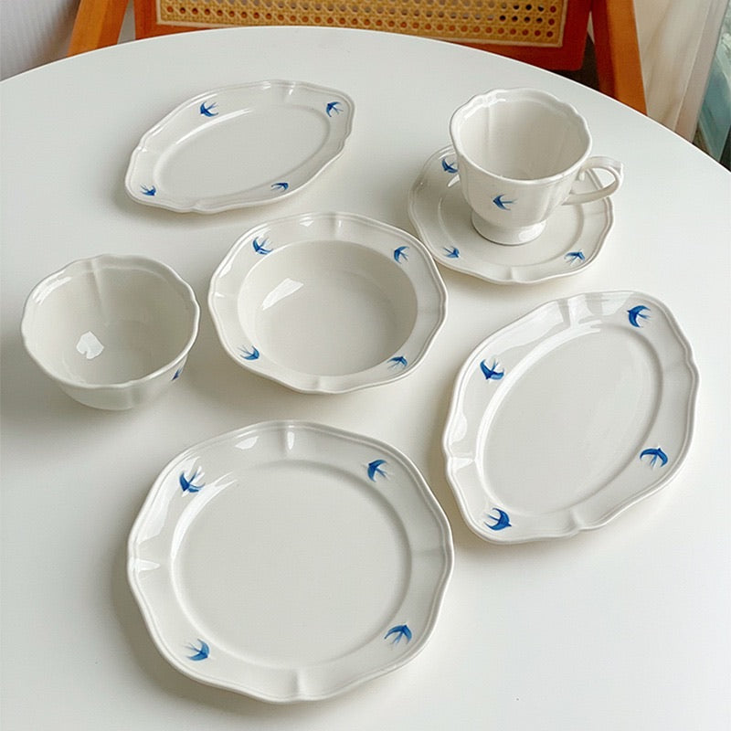 Blue Swallow Ceramic Plate