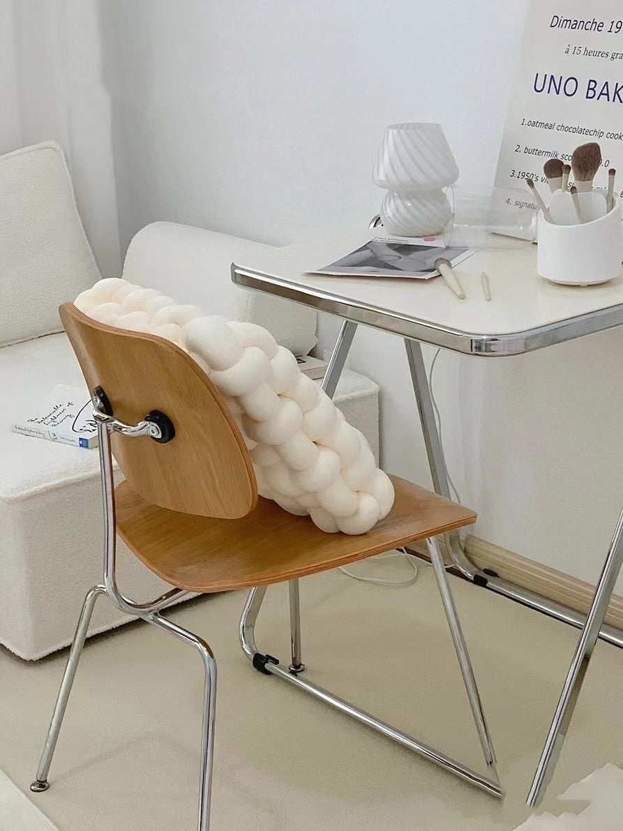 Nordic-style White Handwoven Cushion