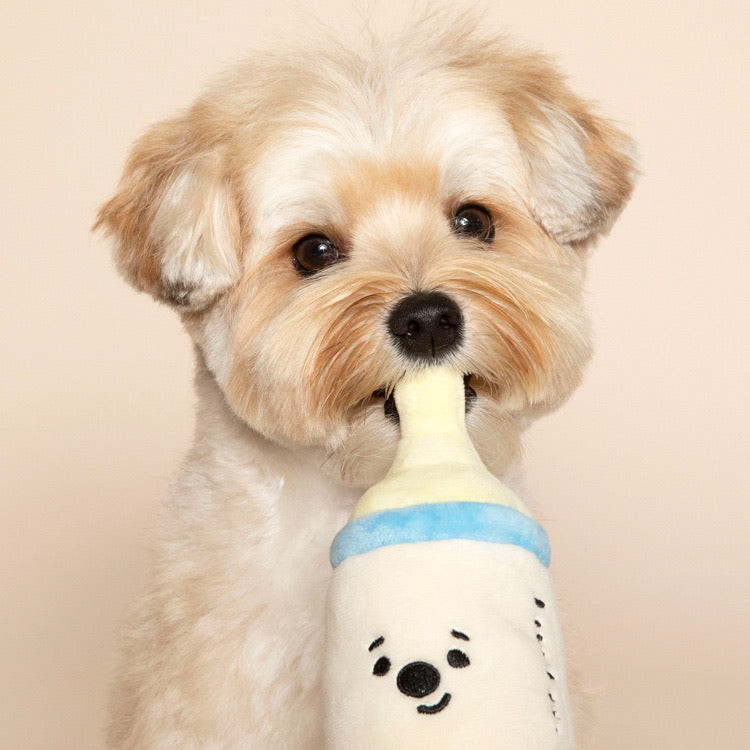 Squeaky Milk Bottle Plush Hide&Seek Pet Toys Set