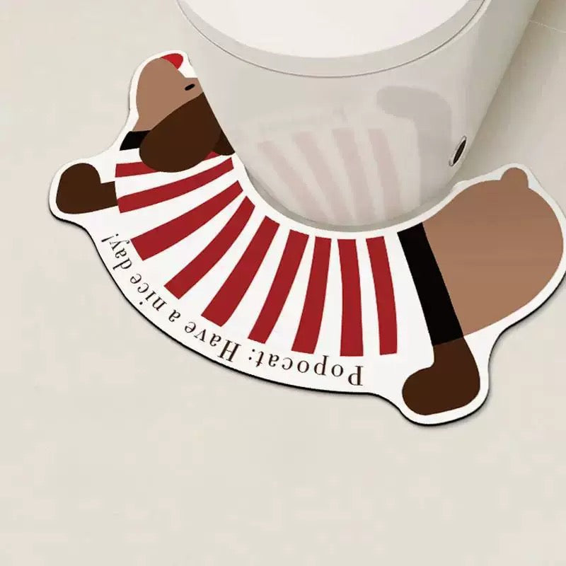 Red-Striped Dachshund U-Shaped Diatomaceous Earth Toilet Mat