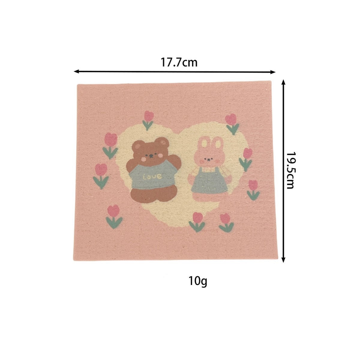 Pink and Blue Bear & Bunny Wood Pulp Sponge Cloth (2-Pack)