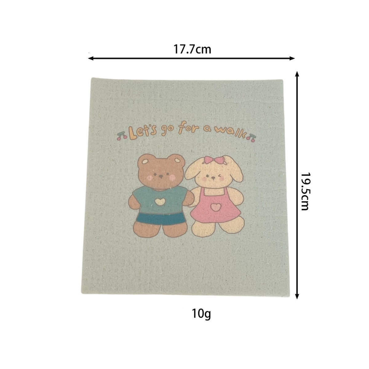 Pink and Blue Bear & Bunny Wood Pulp Sponge Cloth (2-Pack)