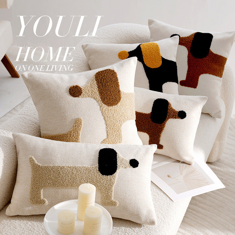 Simple and Cute Dachshund Pillow Cushion (Covers Only)