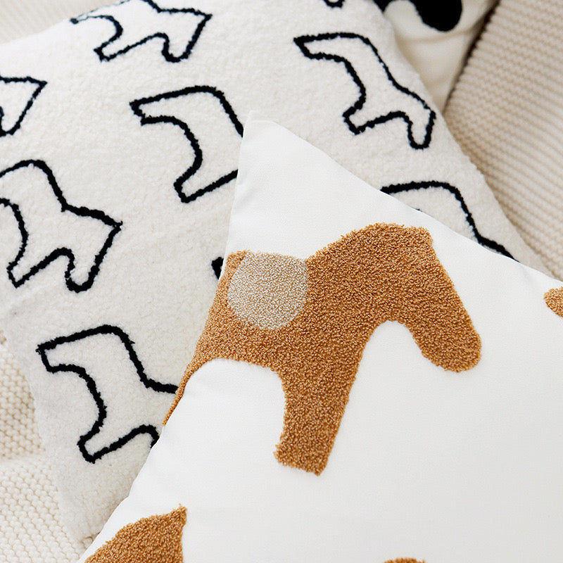 Retro Horse Embroidered Cushion Cover (Covers Only)