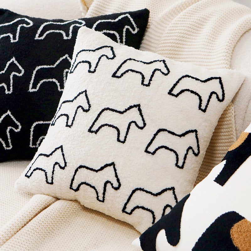 Retro Horse Embroidered Cushion Cover (Covers Only)