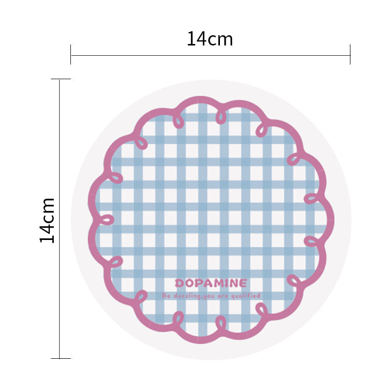 Korean-Style Dopamine Round Checkered Heat-Resistant Coasters (Set of 4)