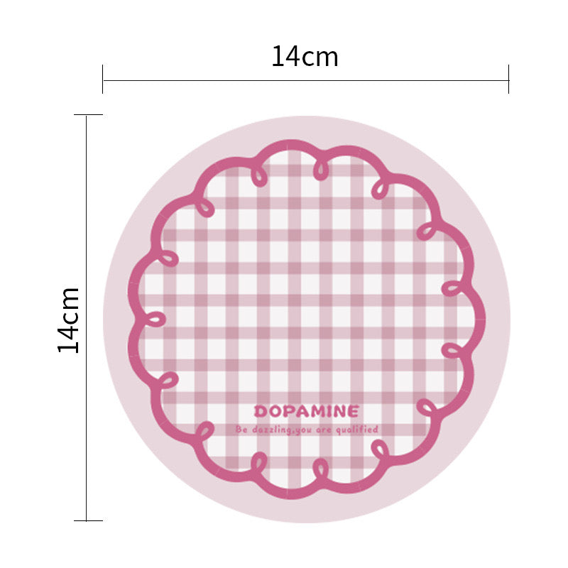 Korean-Style Dopamine Round Checkered Heat-Resistant Coasters (Set of 4)