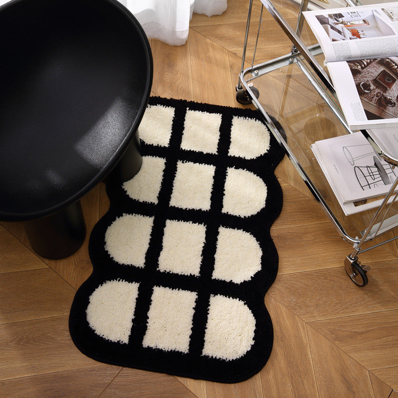 Black & White Checkered Velvet Thickened Rug