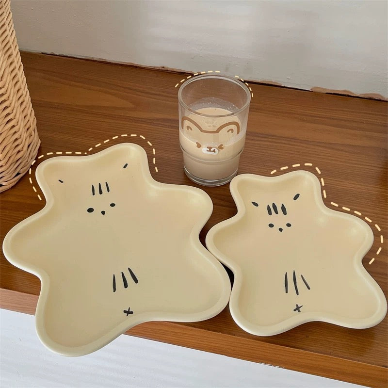Adorable Lazy Bear Ceramic Plate (Large/Small Available)