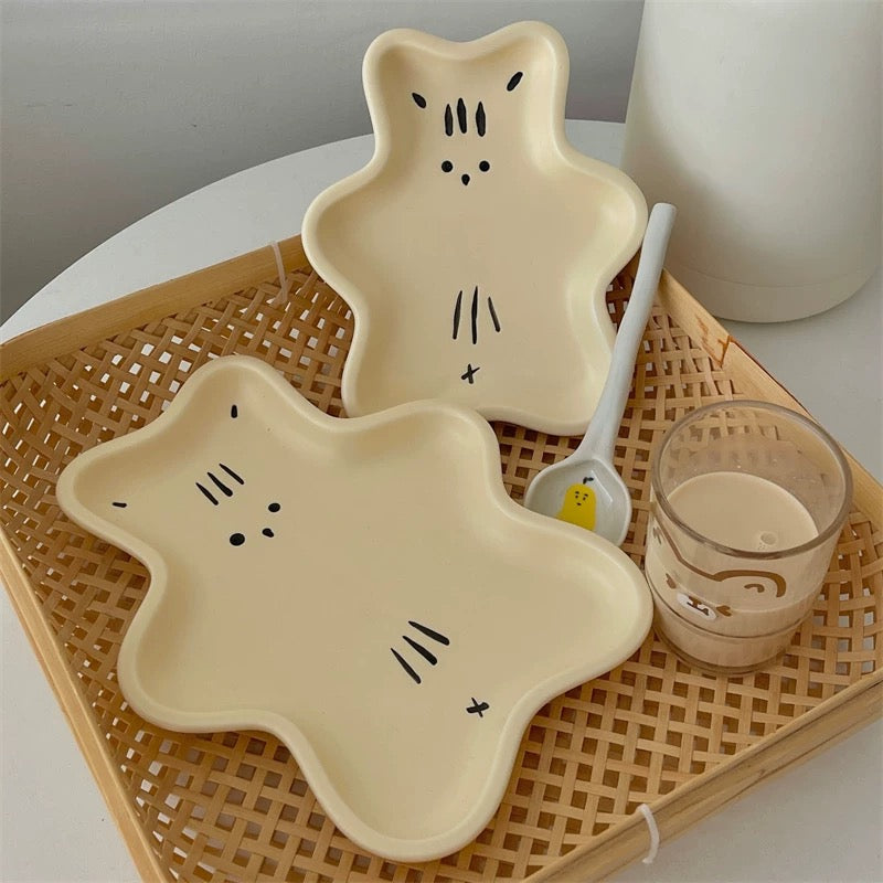 Adorable Lazy Bear Ceramic Plate (Large/Small Available)