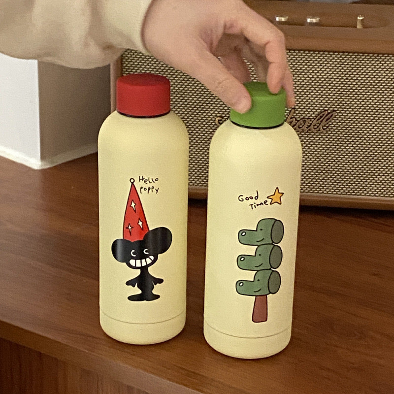 Creative Cartoon Matte Stainless Steel Insulated Bottle