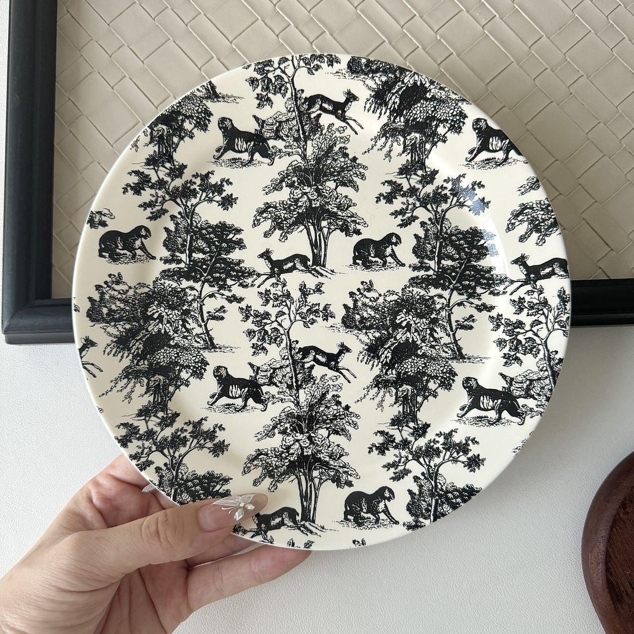 French Vintage Black & White Toile de Jouy Ceramic Tableware