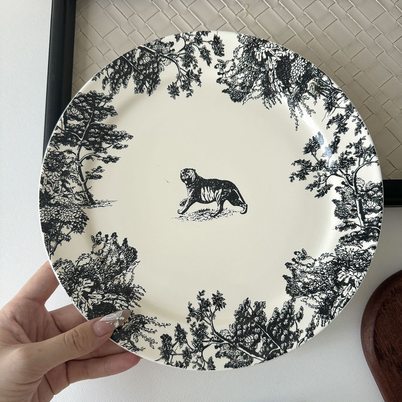 French Vintage Black & White Toile de Jouy Ceramic Tableware