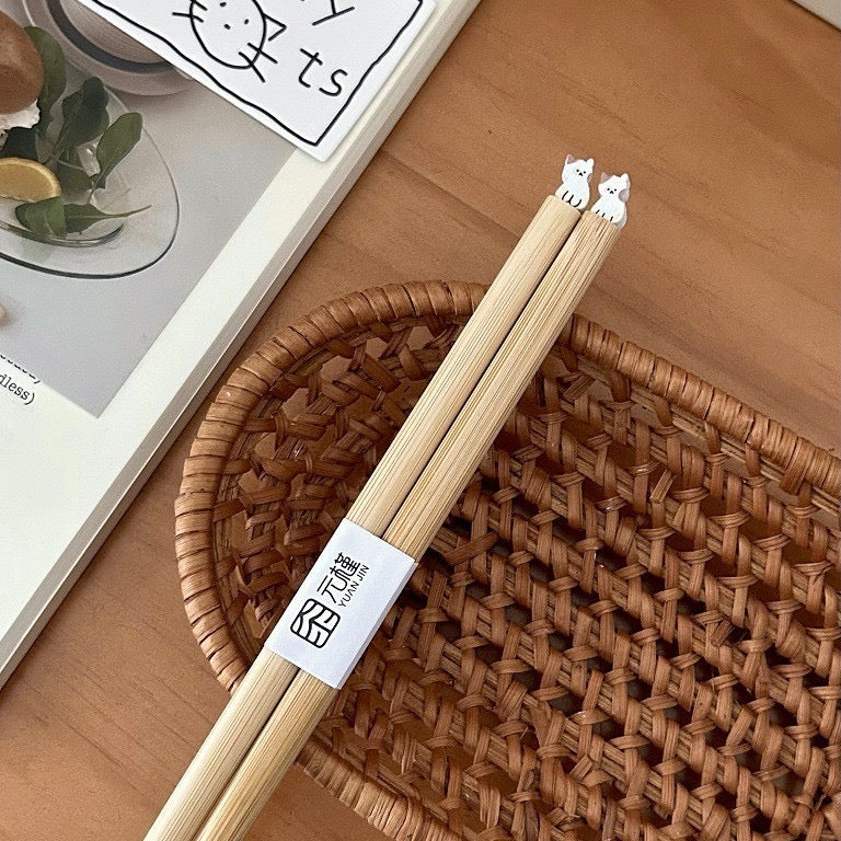 Adorable Dog & Cat Bamboo Chopsticks