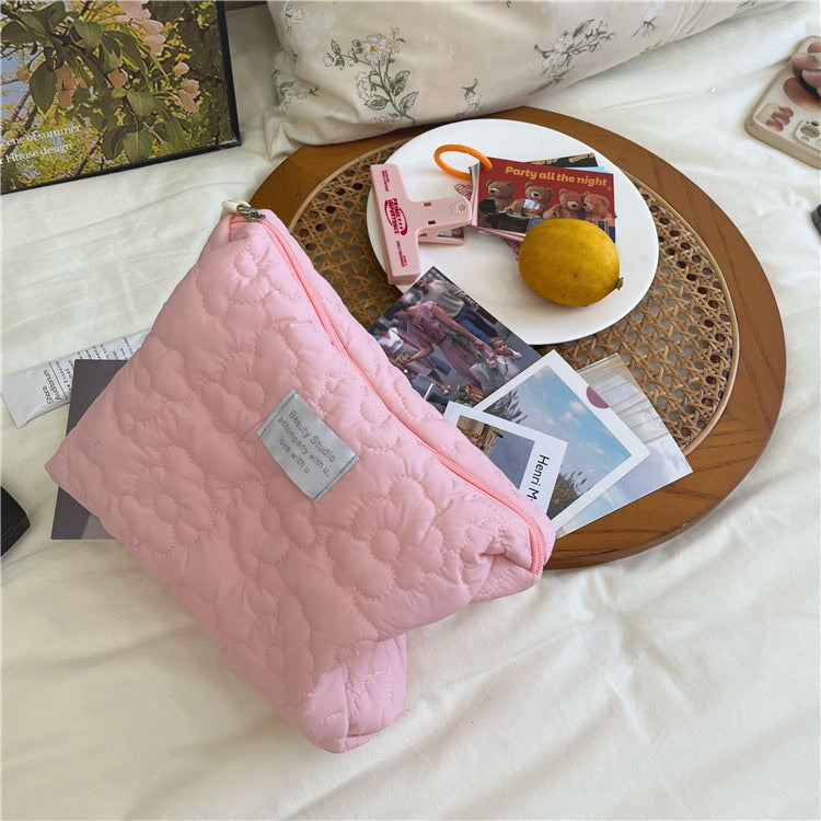Korean-style Floral Print Cosmetic Bag