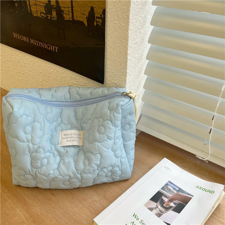 Korean-style Floral Print Cosmetic Bag