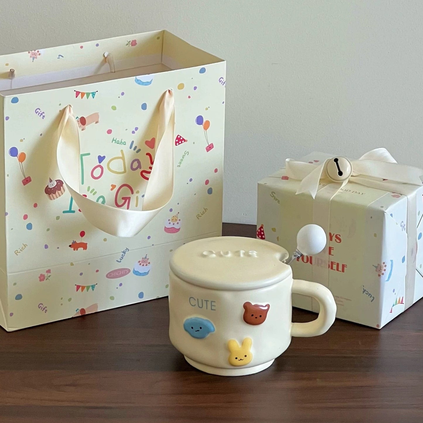 Cute Animal 3D Ceramic Mug (With Lid and Spoon)
