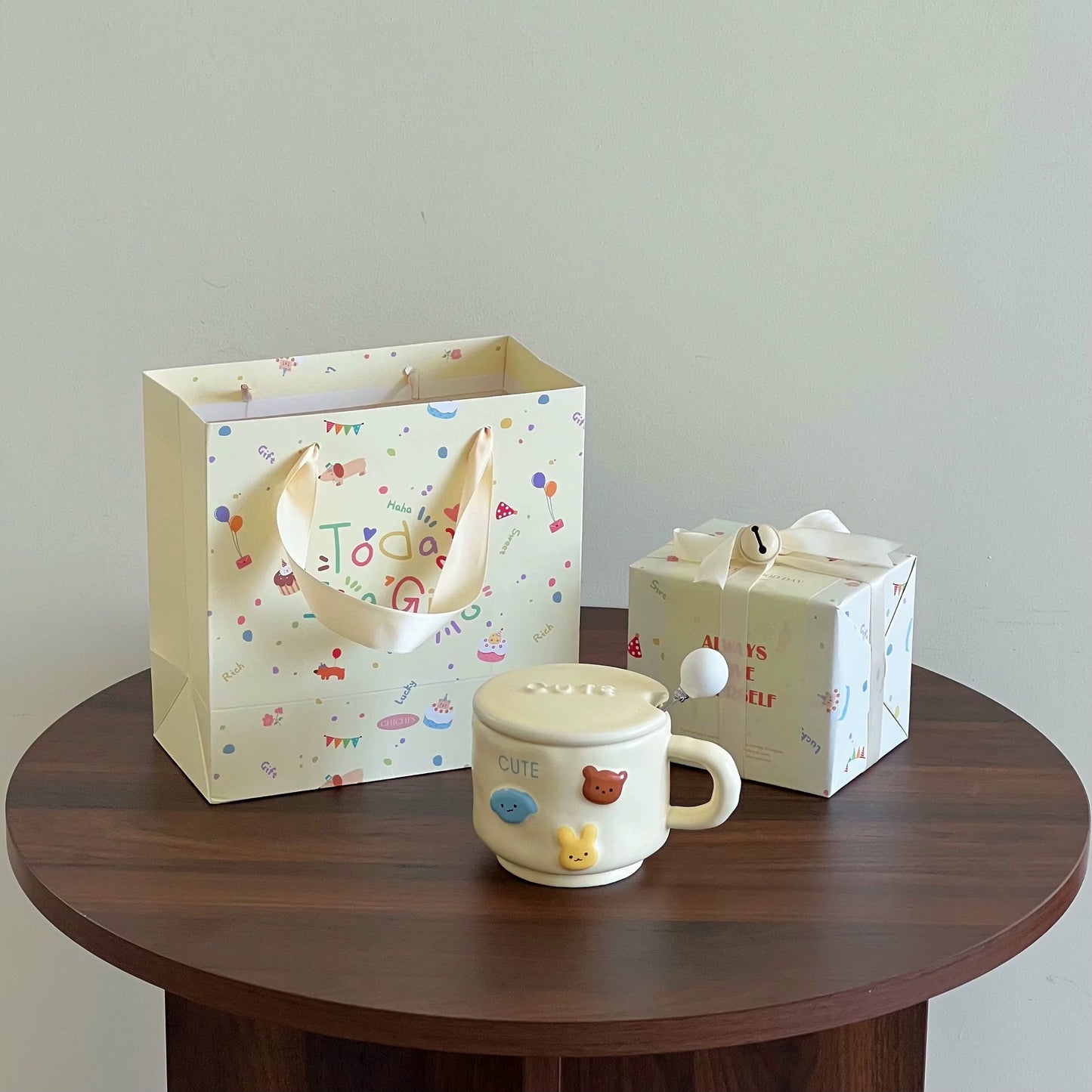 Cute Animal 3D Ceramic Mug (With Lid and Spoon)
