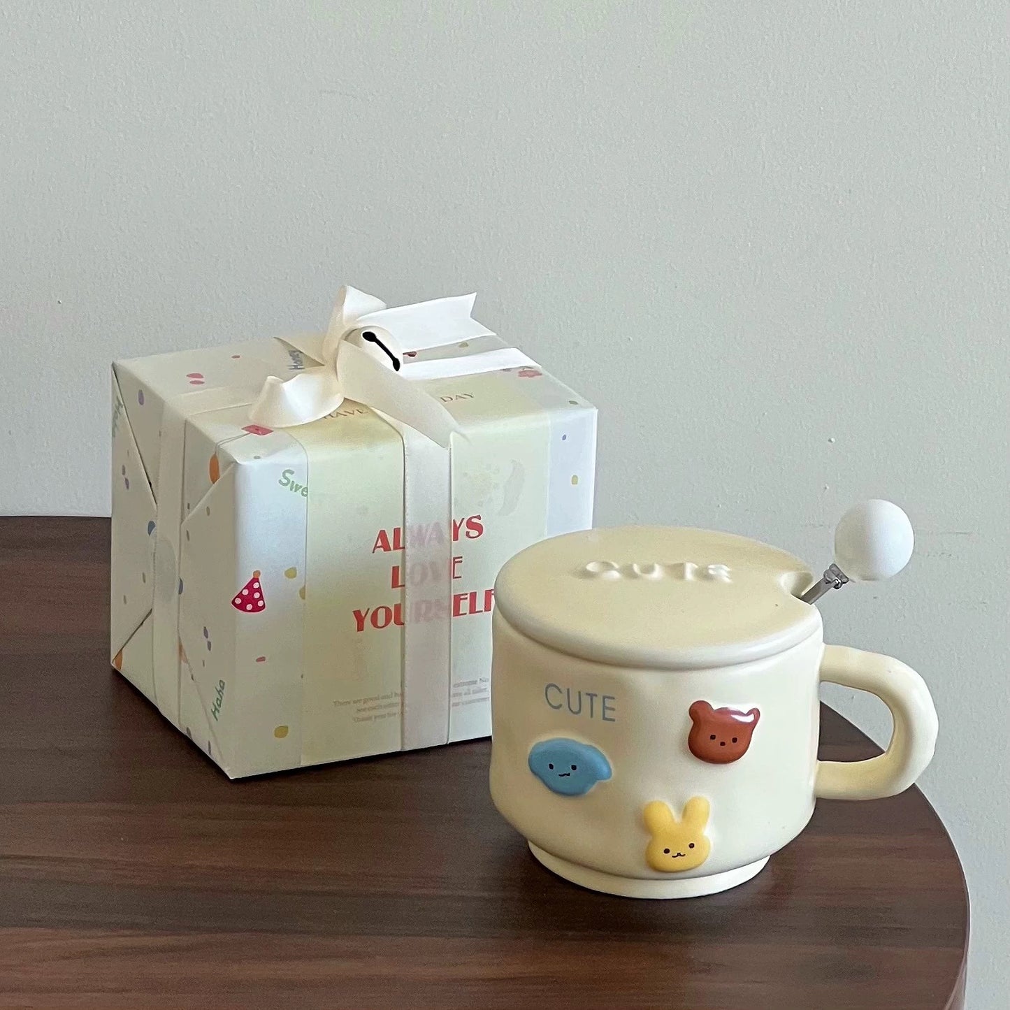 Cute Animal 3D Ceramic Mug (With Lid and Spoon)