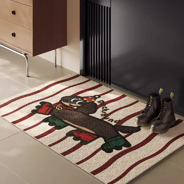 Skateboarding Dachshund Silk Loop Doormat