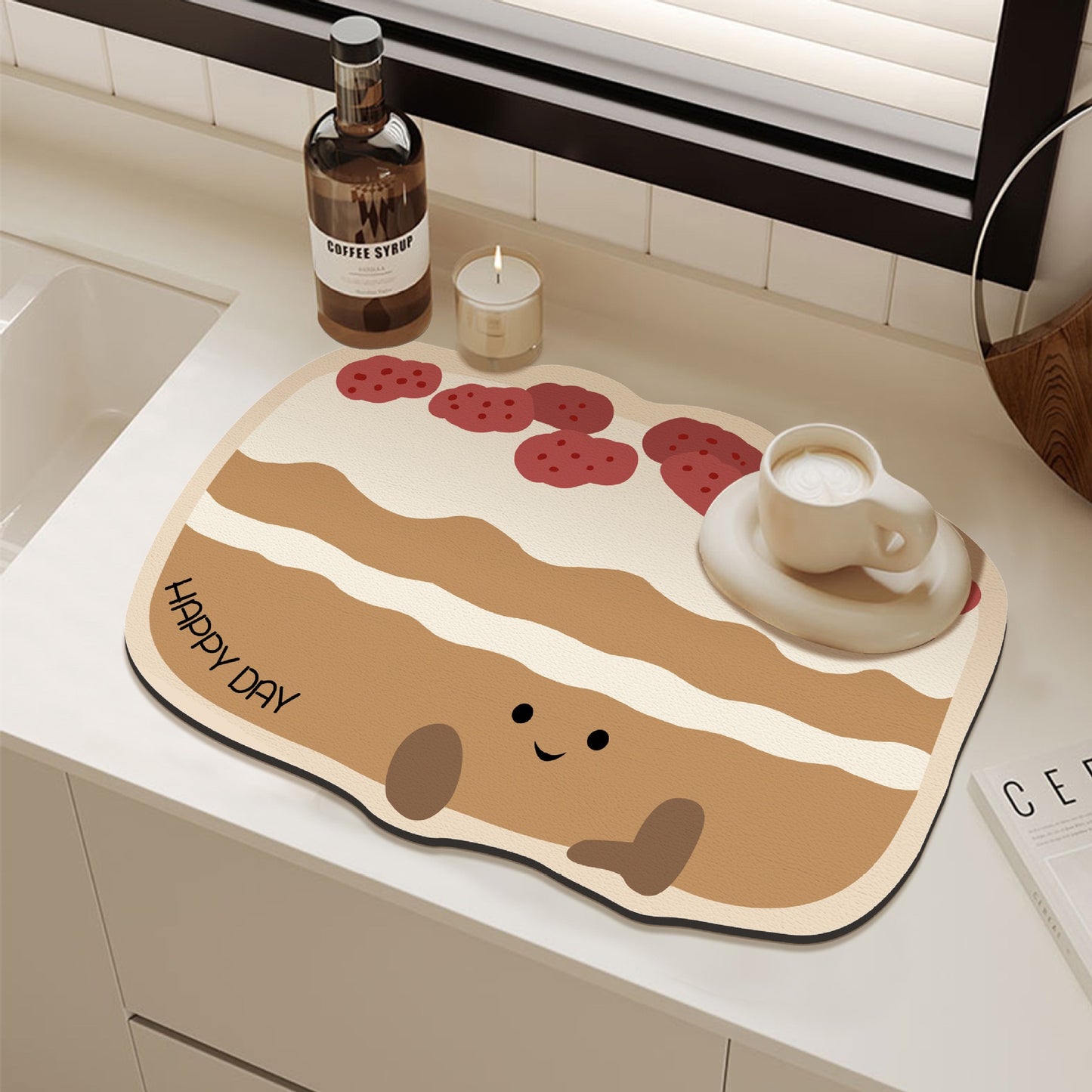 Cute Bread Kitchen Countertop Water Absorption Mat / Coffee Machine Pad