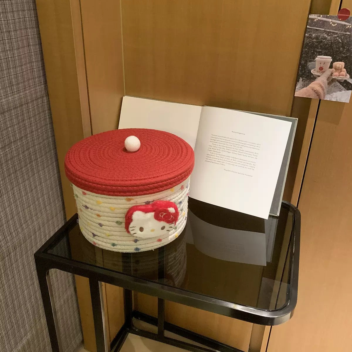 Colorful Polka Dot Hello Kitty Woven Storage Basket