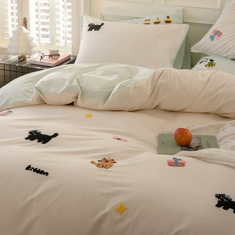 Meow Party Cotton Bedding 4-Piece Set