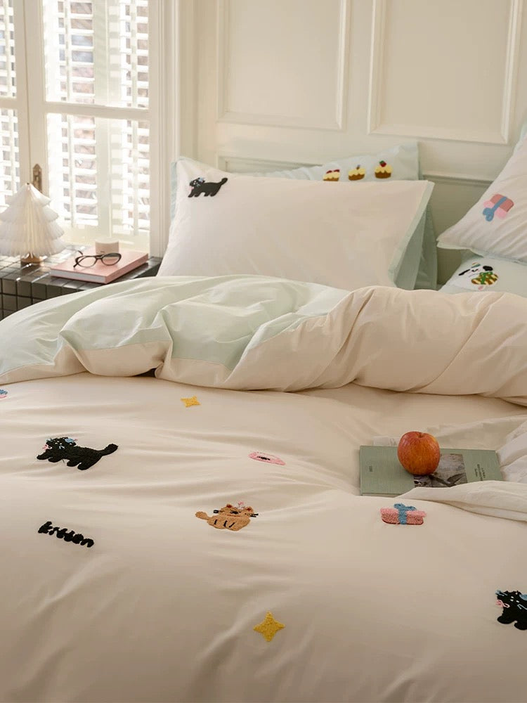 Meow Party Cotton Bedding 4-Piece Set