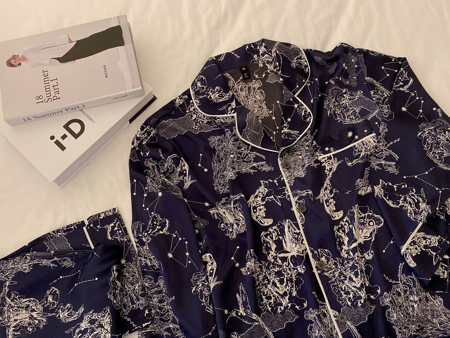 Galaxy Constellation Long-Sleeve Silk Pajama Set